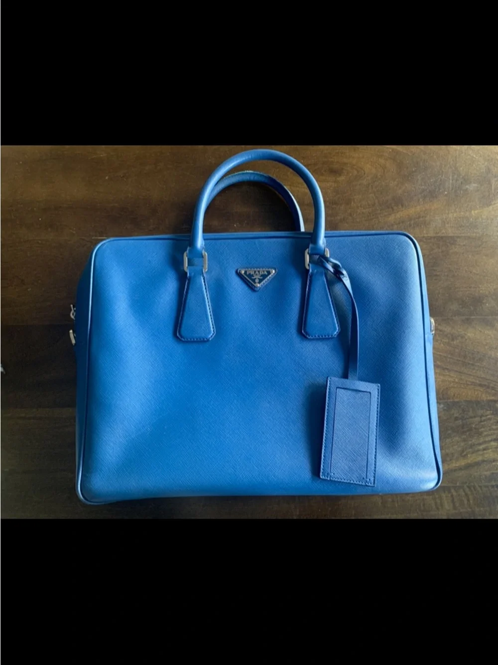 Prada Blue Saffiano Laptop briefcase